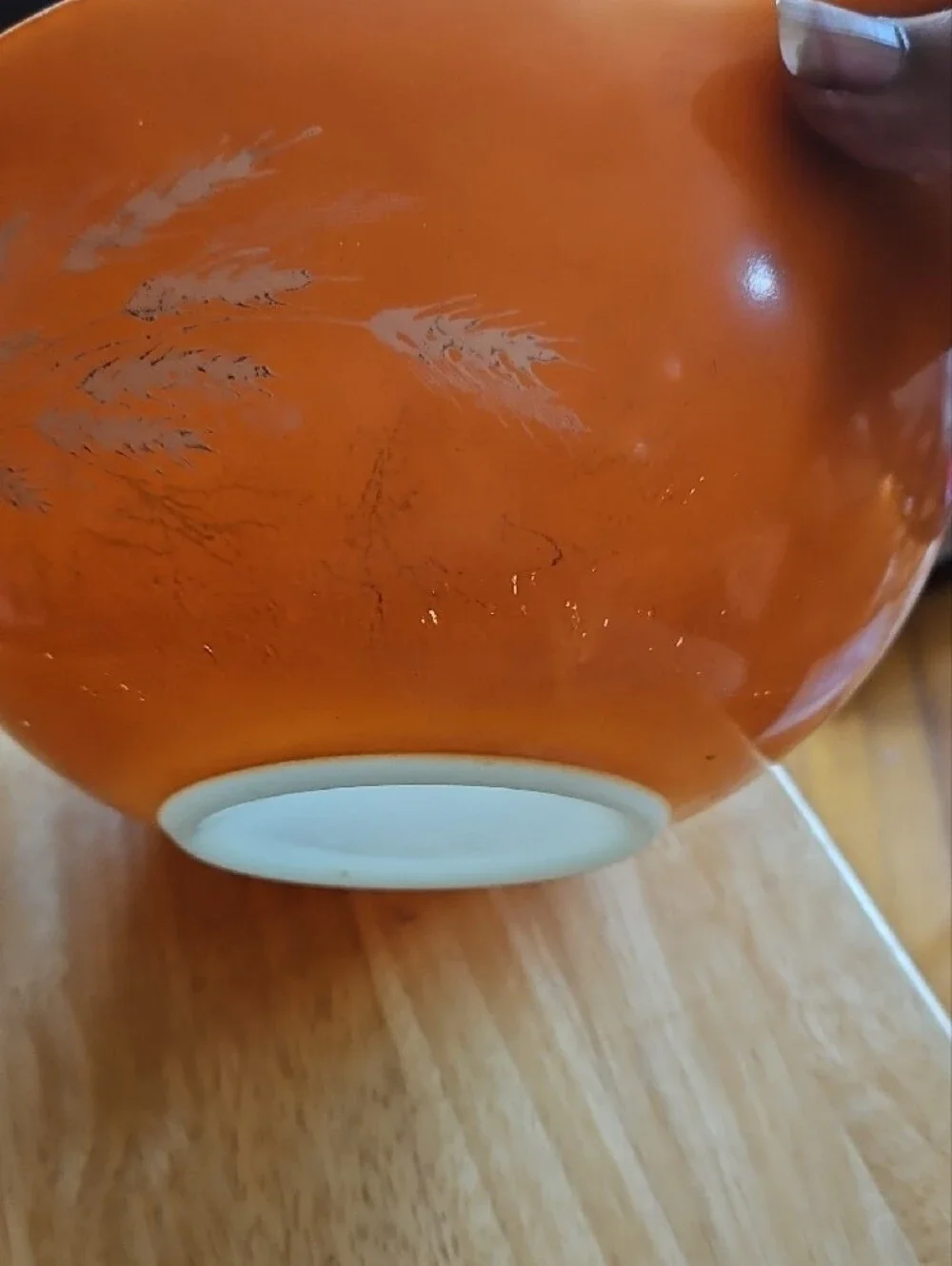 Pyrex Cinderella Harvest Wheat Orange And White 2.5 Quart Mixing Bowl # 443
